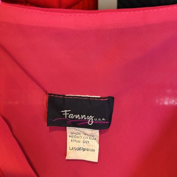 Vintage Fanny USA pink spaghetti strap handkerchief dress size L - Picture 2 of 3